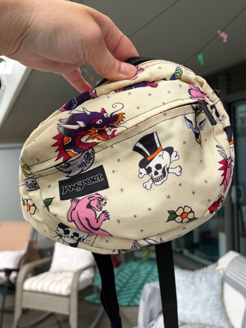 JanSport | Traditional Tats Fanny Pack Tattoo Flash Skull Dragon Y2K - Picture 3 of 5